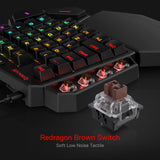 Redragon K585 DITI One-Handed RGB Mechanical Gaming Keyboard, Type-C Wired Professional Gaming Keypad with 7 Onboard Macro Keys, Detachable Wrist Rest, Linear Red Switch, 42 Keys