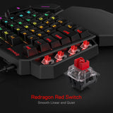 Redragon K585 DITI One-Handed RGB Mechanical Gaming Keyboard, Type-C Wired Professional Gaming Keypad with 7 Onboard Macro Keys, Detachable Wrist Rest, Linear Red Switch, 42 Keys